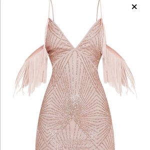 PLT Rose Sequin Tassel Midi Dress